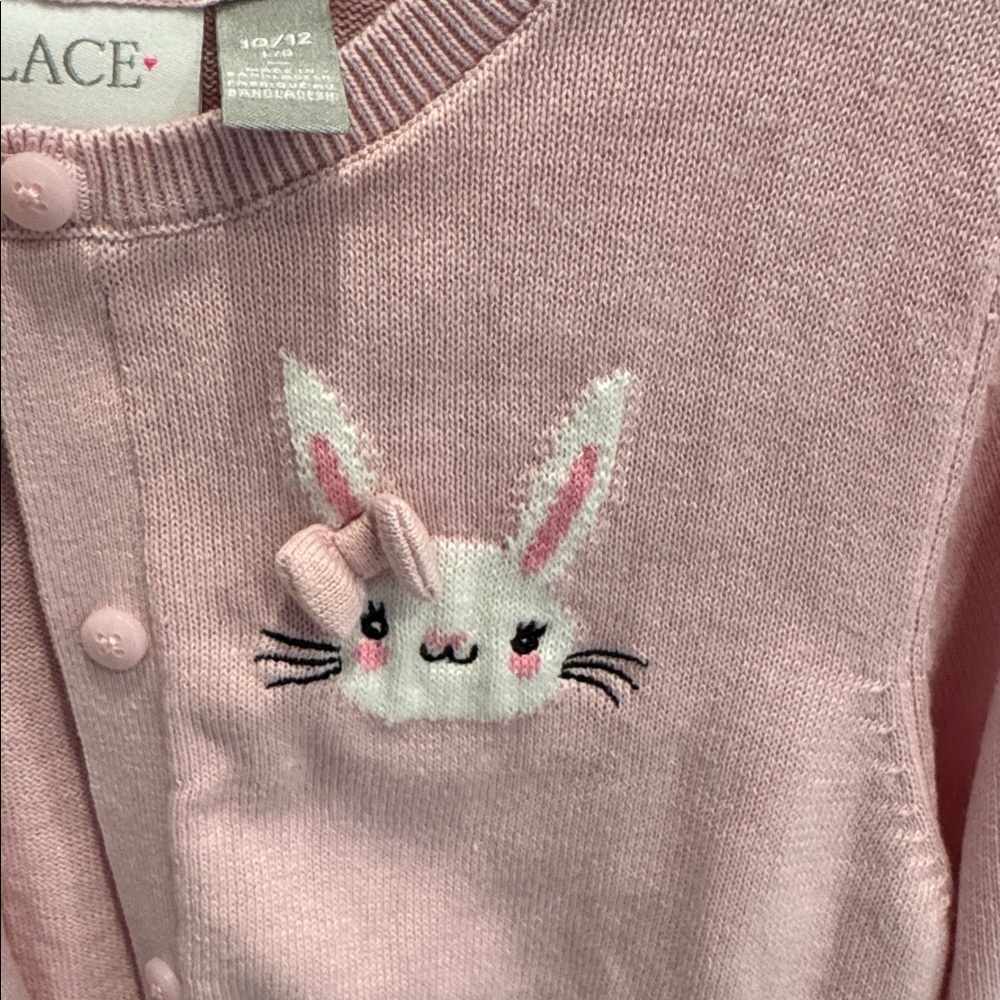 Girls Pink Cardigan with Bunny Detail - Picture 3 of 5